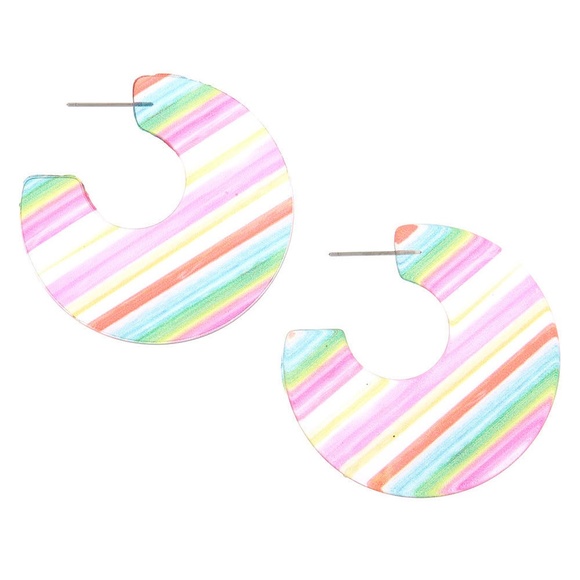 NEW 45MM Candy Striped Hoop Earrings NWT - Picture 5 of 6